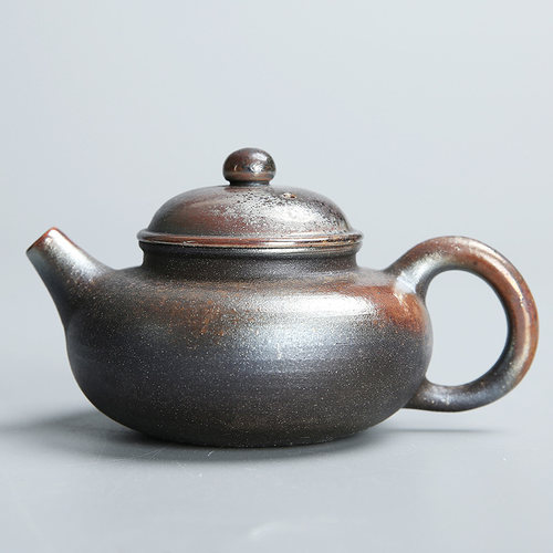 九木茶器粗陶无釉自然落灰柴烧壶