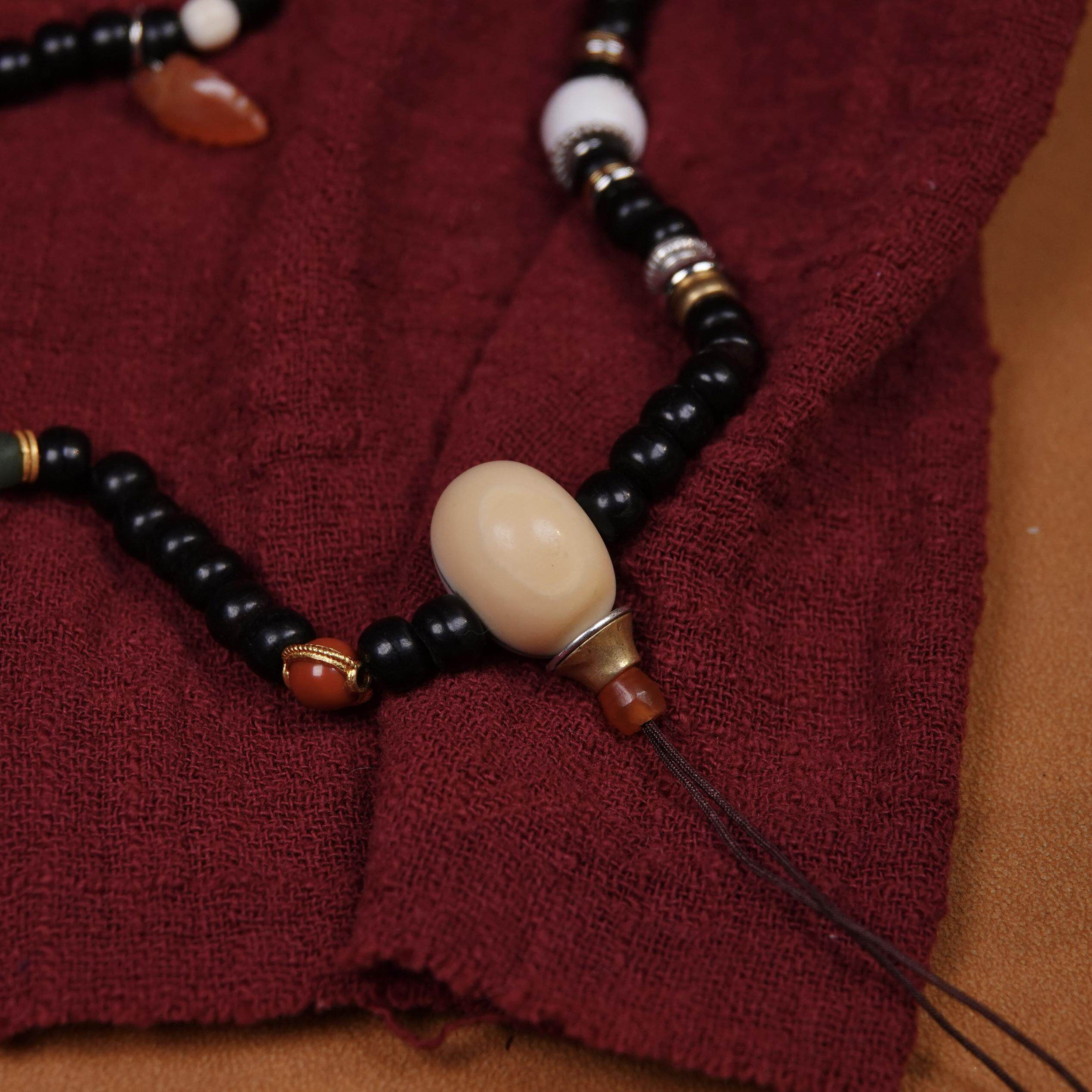 小年份瓷白老猛犸佛头三通文玩纯手工DIY念珠手串吊珠一图一物