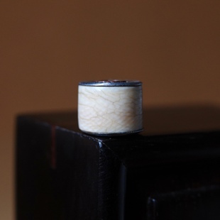 手工猛犸牙老高白双色铜镶嵌孔道桶珠玛尼珠顶珠配珠念珠手串百搭