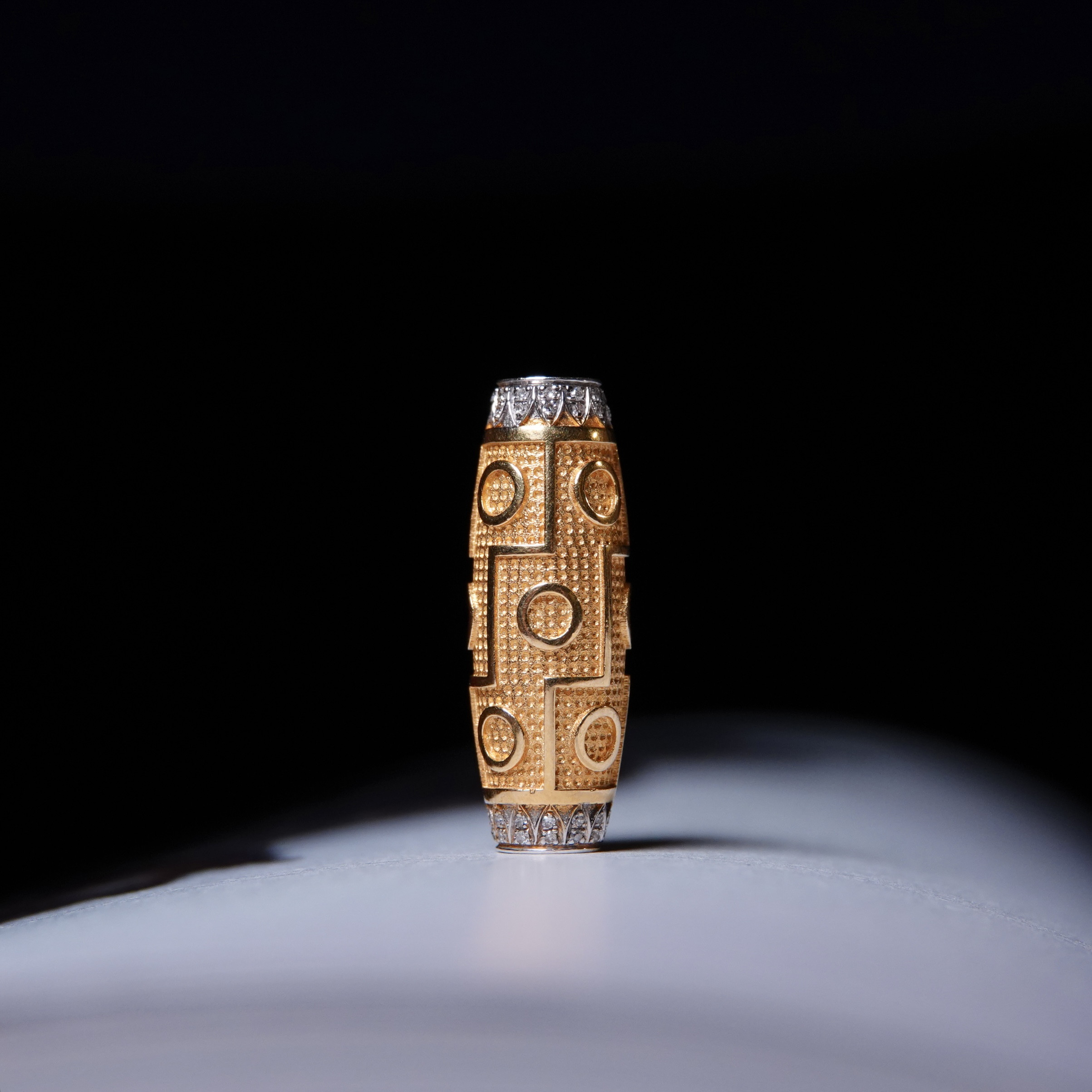 18k金加铂金镶钻九眼天珠单珠配珠文玩纯手工DIY念珠手链顶珠