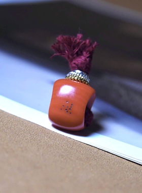 红色树脂料器大孔道大压痕磨损咒点三通佛头文玩DIY佛珠束尾百搭