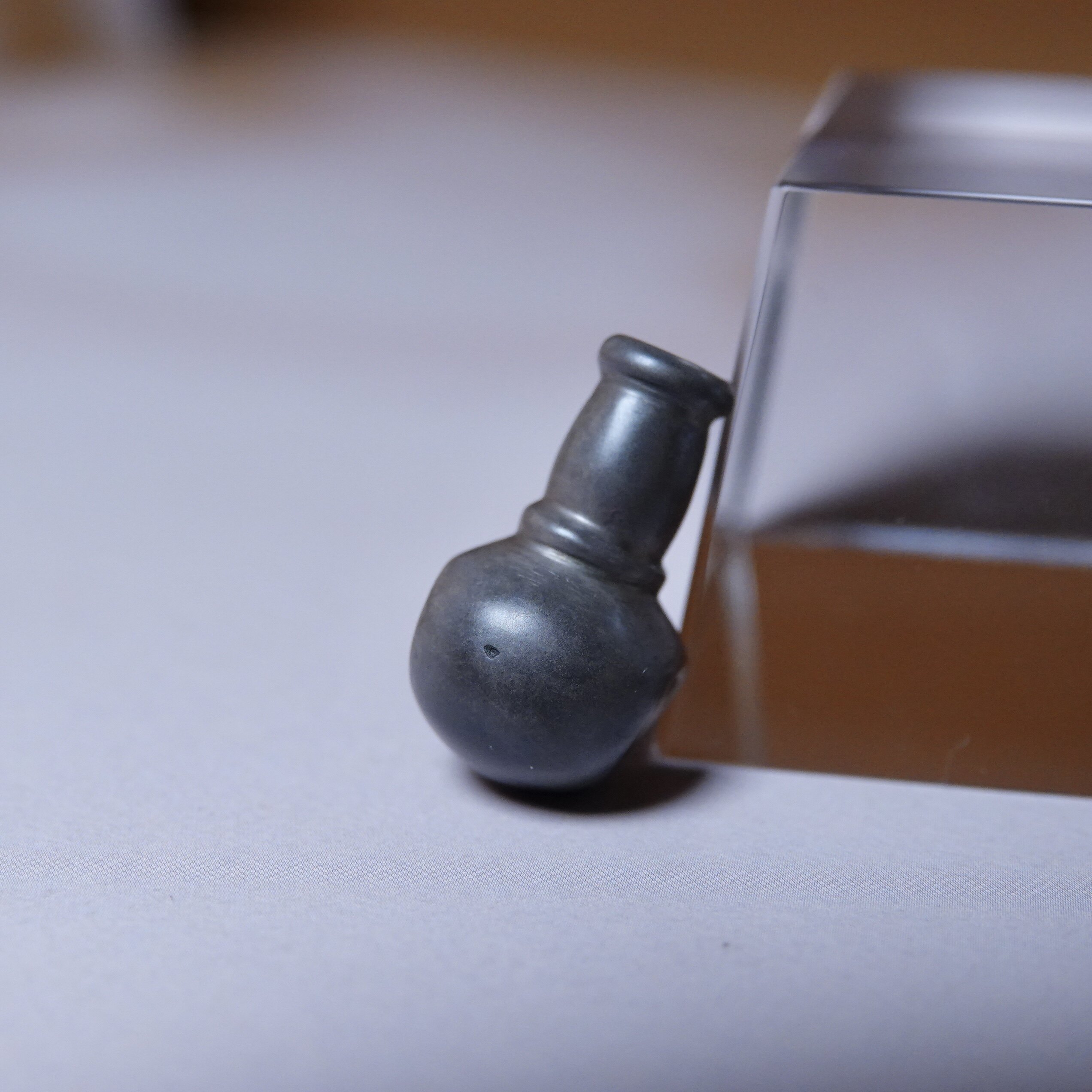 藏区老托甲大孔道潜水艇佛头三通配件文玩纯手工佛珠手持束尾配饰