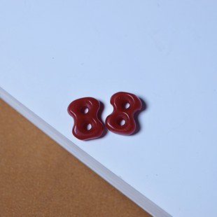 红色树脂料器八字环挂件文玩纯手工DIY念珠手串侧挂链接计数配件