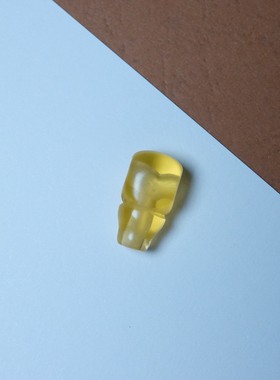 10mm稀有黄色料器三通手工树脂文玩佛头一体文玩小元素配饰