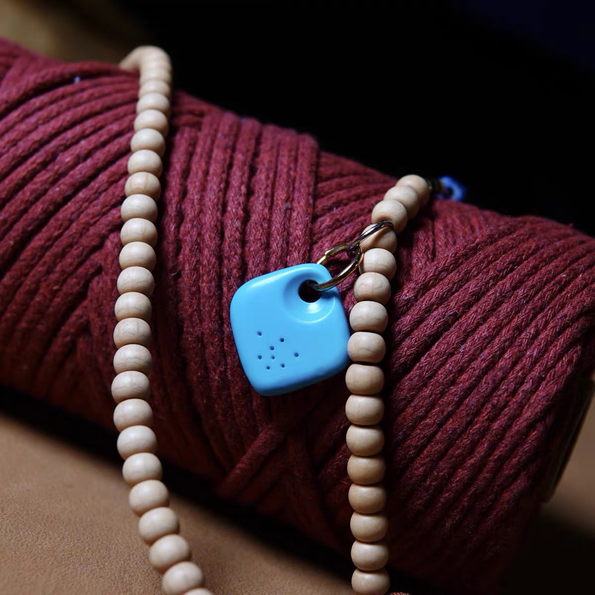 稀有牧区蓝色树脂料器咒点牌挂件文玩纯手工计数念珠侧挂随身挂坠