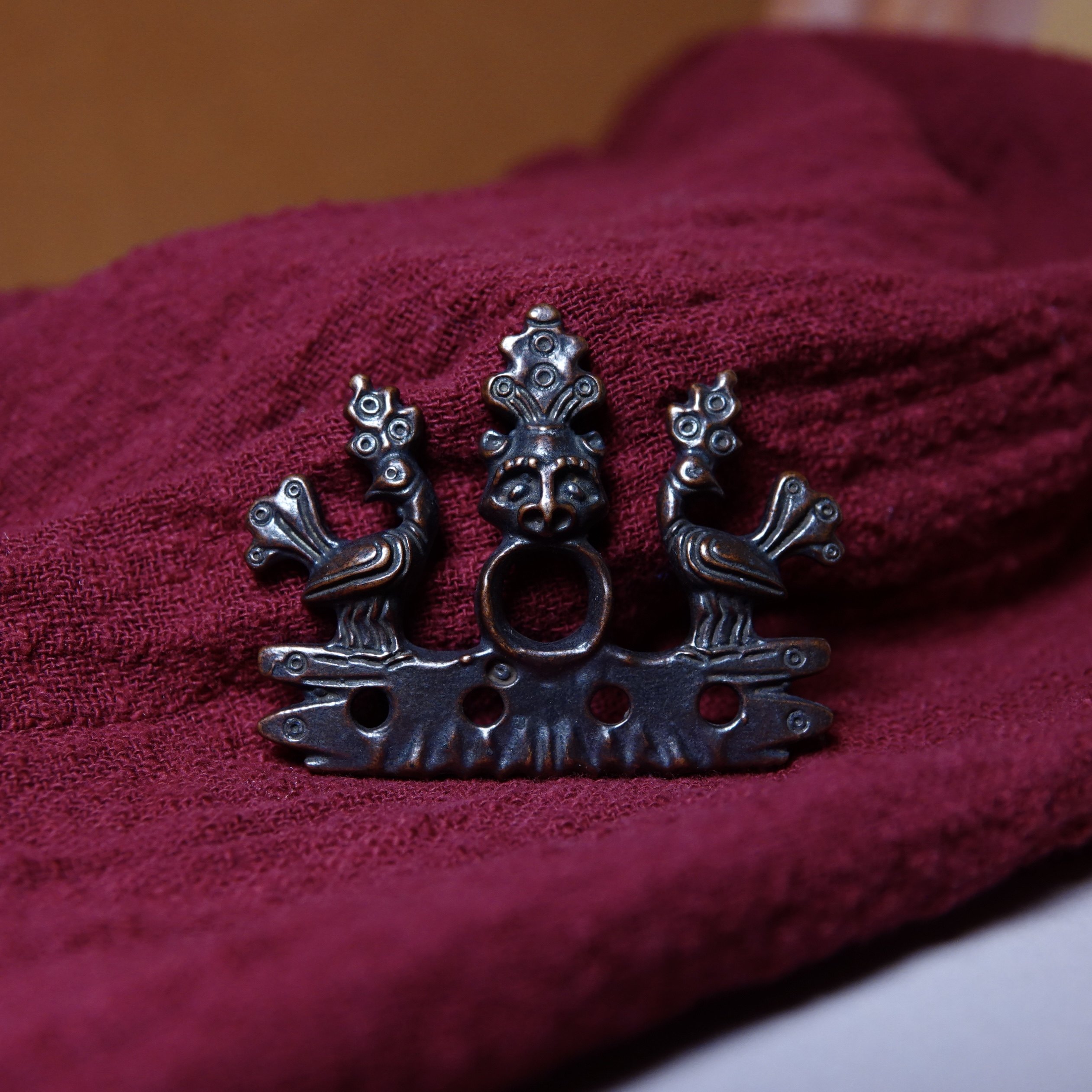 牧区紫铜古格双孔雀金刚杵挂件全品文玩手工DIY随身挂件一图一物