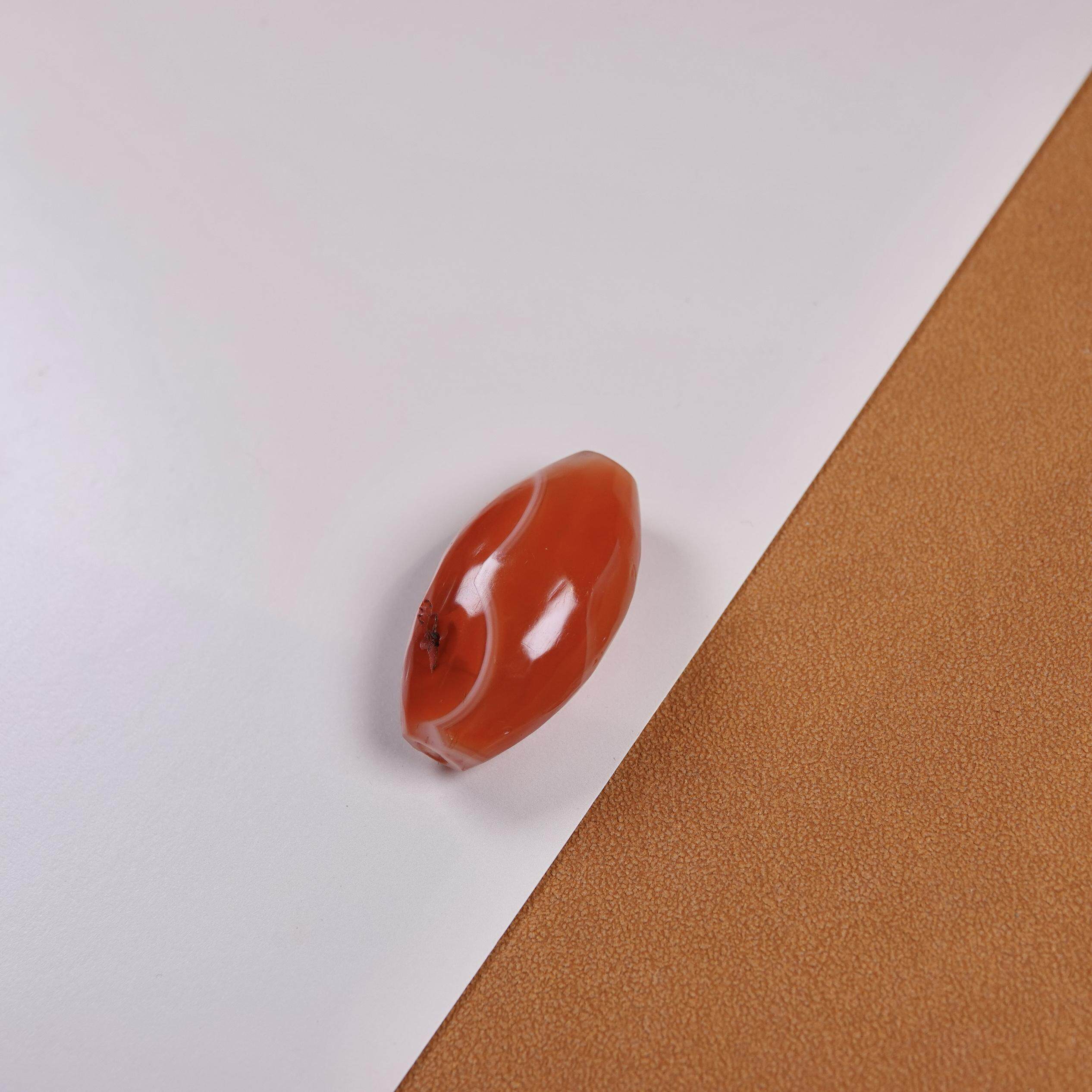 迭部甘南红天然原矿老南红玛瑙单珠勒子文玩水光孔diy手串项链