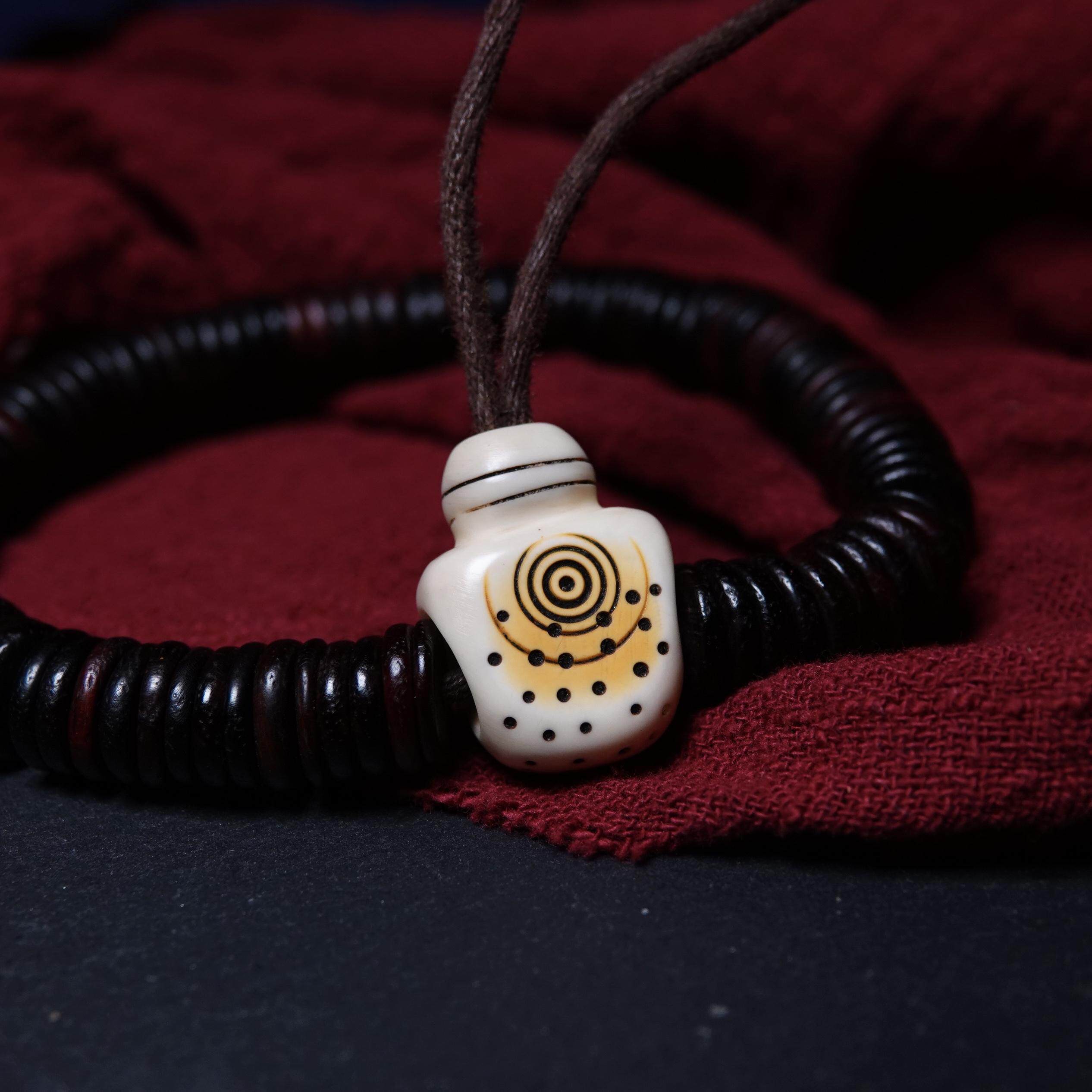 稀有老料器咒点一体式佛头文玩纯手工密胺念珠手串三通配件配饰