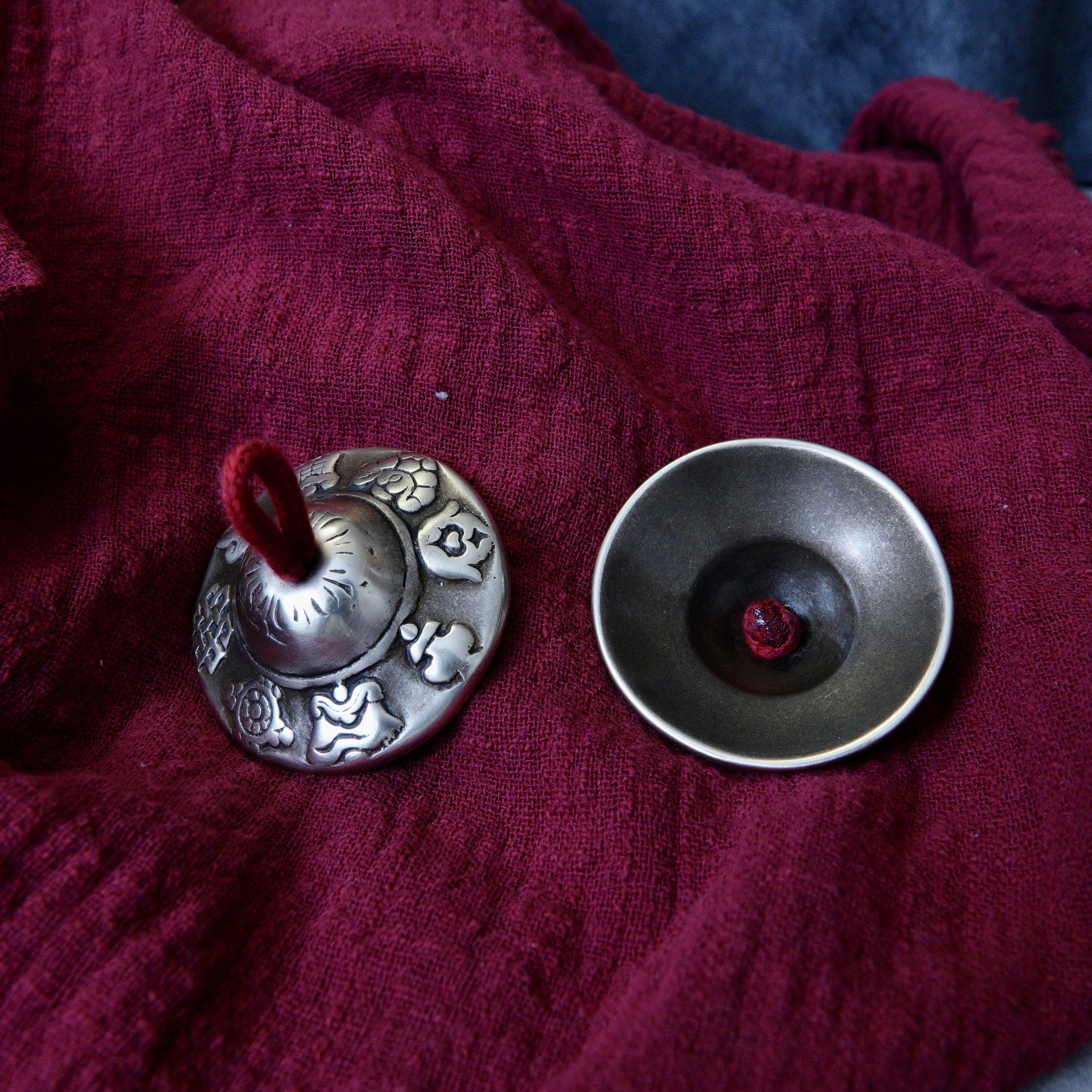 一对特殊碰铃八吉祥八宝磨损铜质舒服五秒欲供器藏式法器民族风