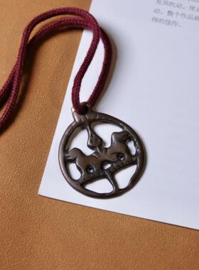 K金包金雪狮古格老天铁托甲随身挂件文玩包挂项链吊坠一图一物
