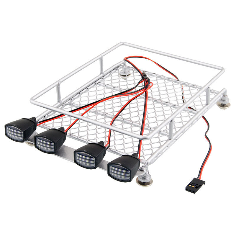 1/10模型攀爬越野仿真车顶带射灯行李架 CC01 F350 SCX10 D90 TF2