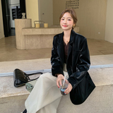 【25秋季】时尚磨砂感西装皮衣外套9019-P165-控238，女装皮衣，2C121