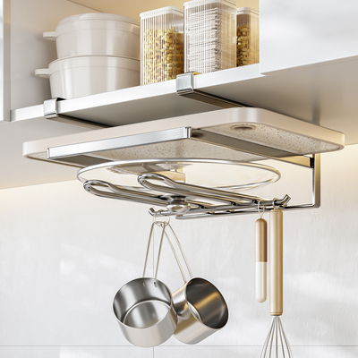 圣西陶不锈钢橱柜下悬挂锅盖架