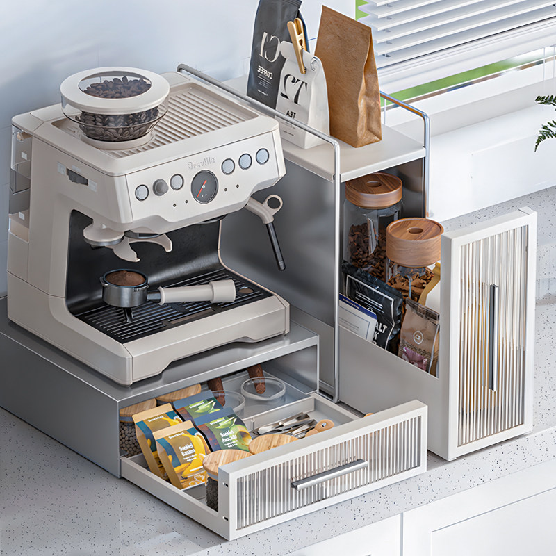 抽屉收纳层架吧台桌面防尘茶叶包储物盒微波炉底座支架咖啡机置物