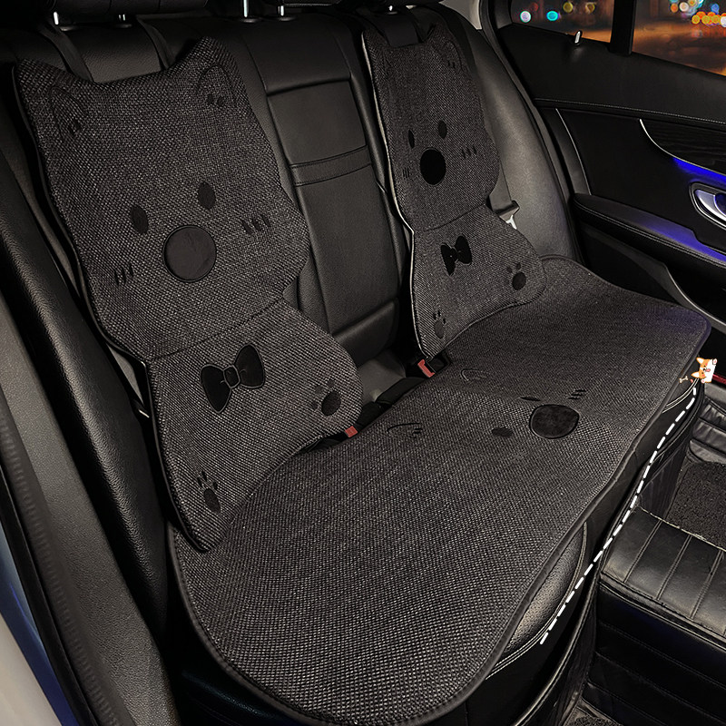 西高地汽车坐垫四季通用透气亚麻2026新款卡通可爱女生车载座椅套