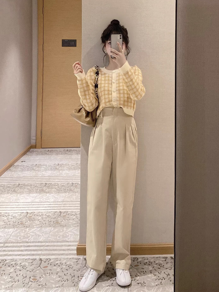 K小姐女装自制 收褶休闲裤 高腰显瘦褶皱拉链裤棉材质口袋小脚裤