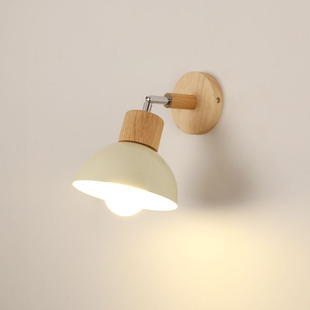 法式原木风壁灯卧室床头灯日式可旋转阅读壁灯客厅简约过道墙壁灯