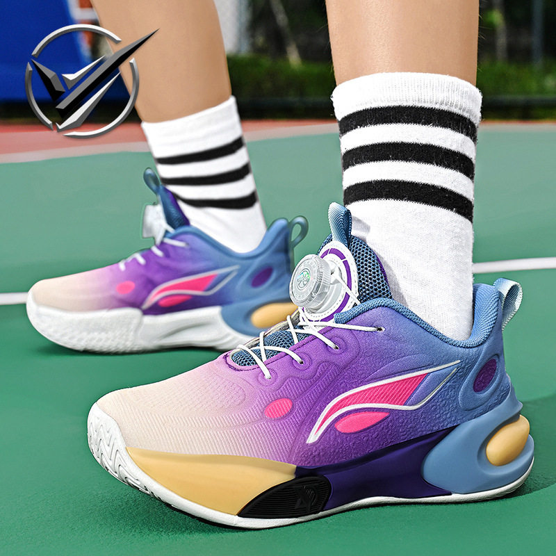 夏季新款青少年网面透气旋纽实战篮球鞋学生防滑减震运动鞋