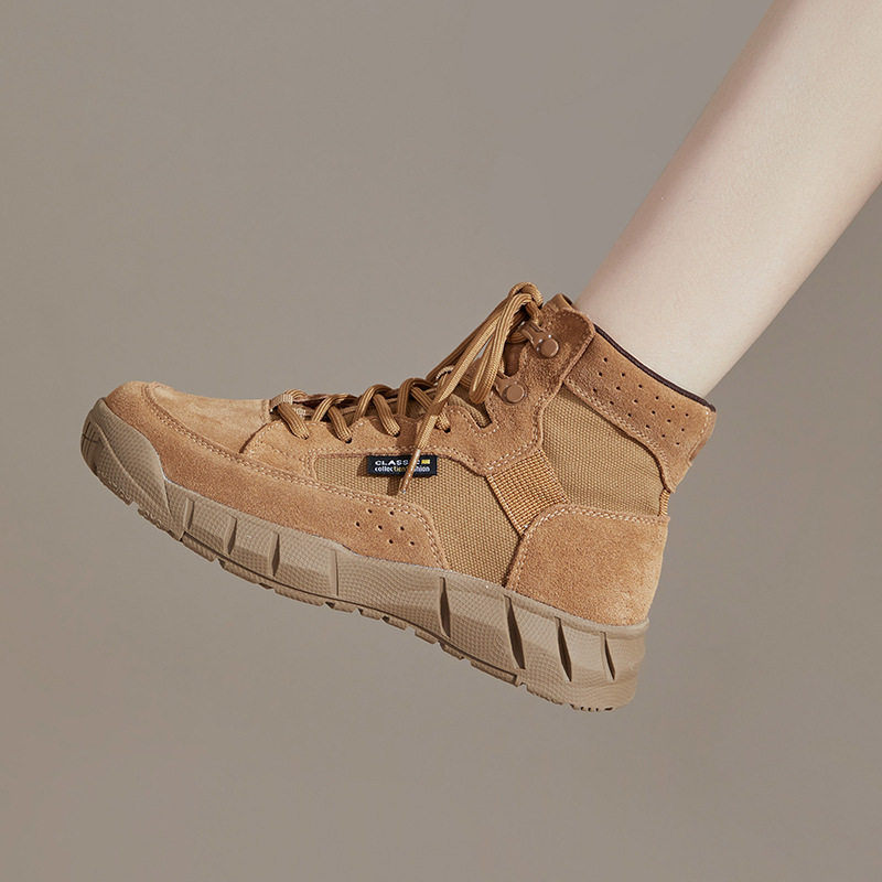 沙漠靴女复古2026新款真皮短靴英伦风休闲真皮女鞋户外徒步登山靴