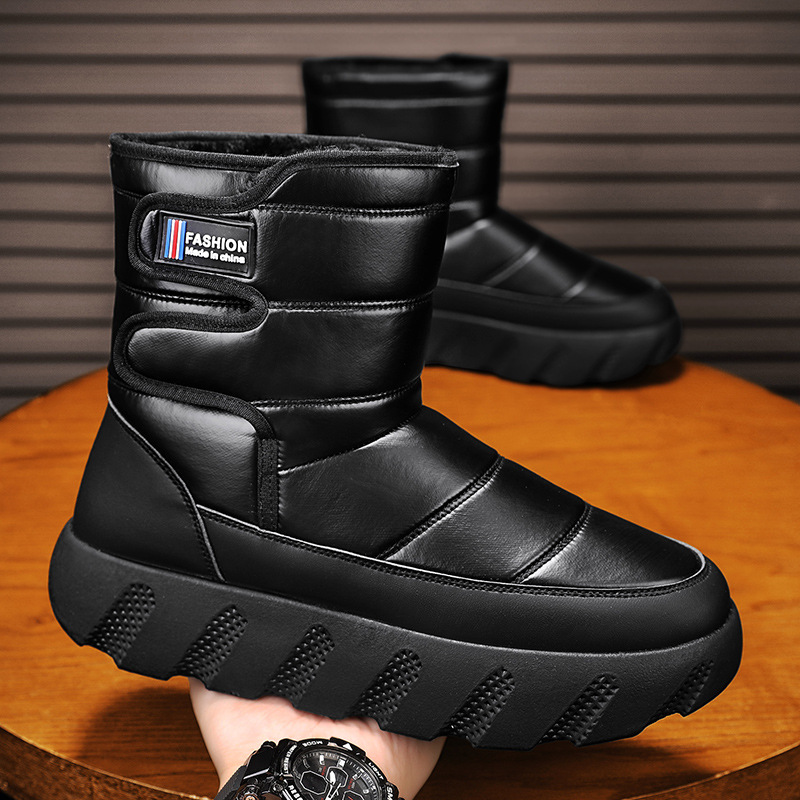 雪地靴男冬季2025新款户外防寒加绒加厚保暖皮毛一体厚底面包棉鞋