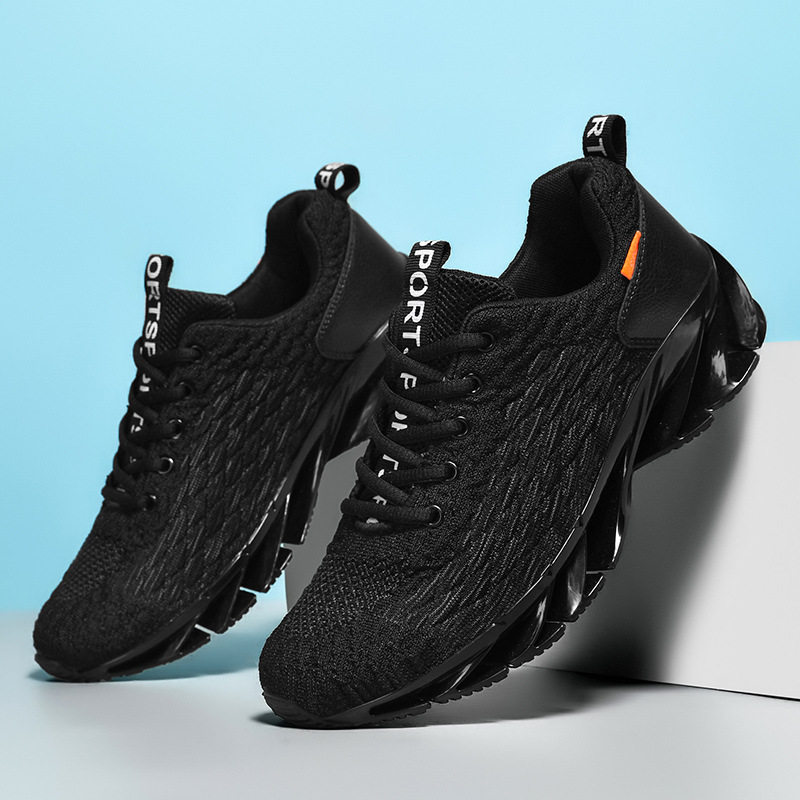 大码男鞋47码网面鞋青少年刀锋底运动鞋防滑中大童36码黑色鱼鳞鞋