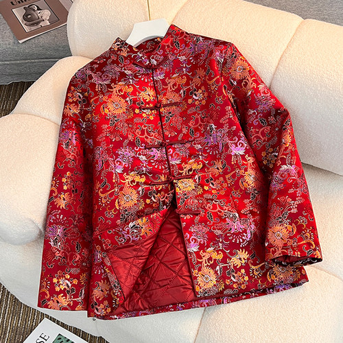 唐装女棉袄老年人棉衣提花喜宴