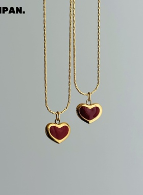 不掉色SAMPAN红心钛钢锁骨链