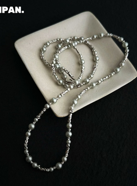 波光粼粼切花工艺银灰色珍珠项链女轻奢高级感长款毛衣链叠戴颈链