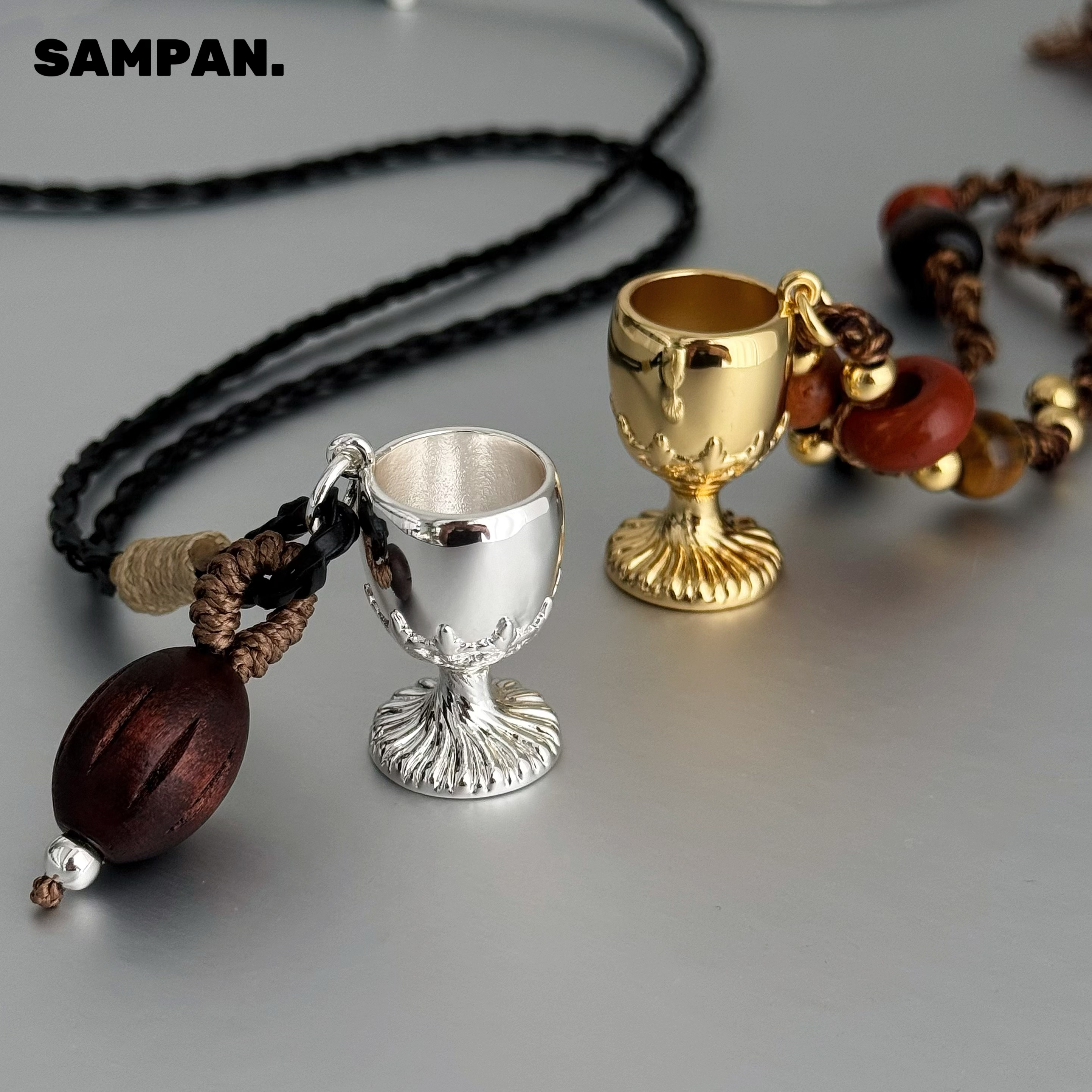 SAMPAN原创设计逍遥酒杯吊坠长项链女轻奢高级感金色毛衣链配饰