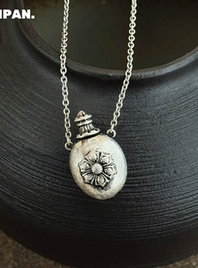 SAMPAN小众设计雕刻酒壶项链高级感轻奢做旧复古银色毛衣链时尚