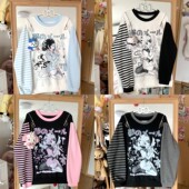 blurredbar原创秋冬宅萌亚文化圆领卫衣女露肩宽松辣妹长袖 上衣女