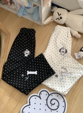 Blurred bear原创日系软妹宅萌可爱卡通印花休闲裤白搭显瘦长裤