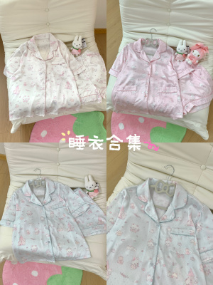 Blurred bear原创可爱卡通软妹可爱冰丝睡衣女款夏季短袖家居服女