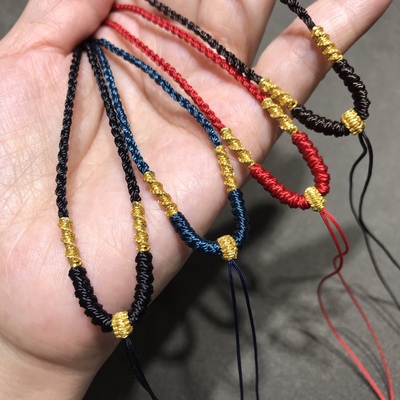 限量促销价黄金挂件绳古法金绳子平安扣玉坠项链绳翡翠吊坠挂绳细