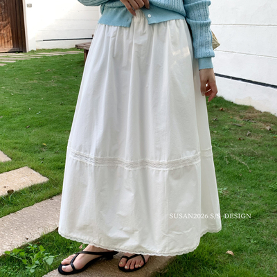 SUSAN-26年早春韩系百搭白色温柔半身裙TW877