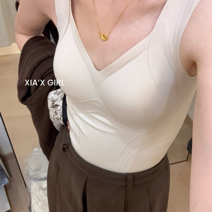 XIA夏夏热保暖背心肌底美肤衣自带胸垫塑身收腹打底背心HS6803MY