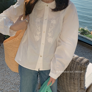 SUSAN-26年早春刺绣设计重工翻领小衫衬衫TT129