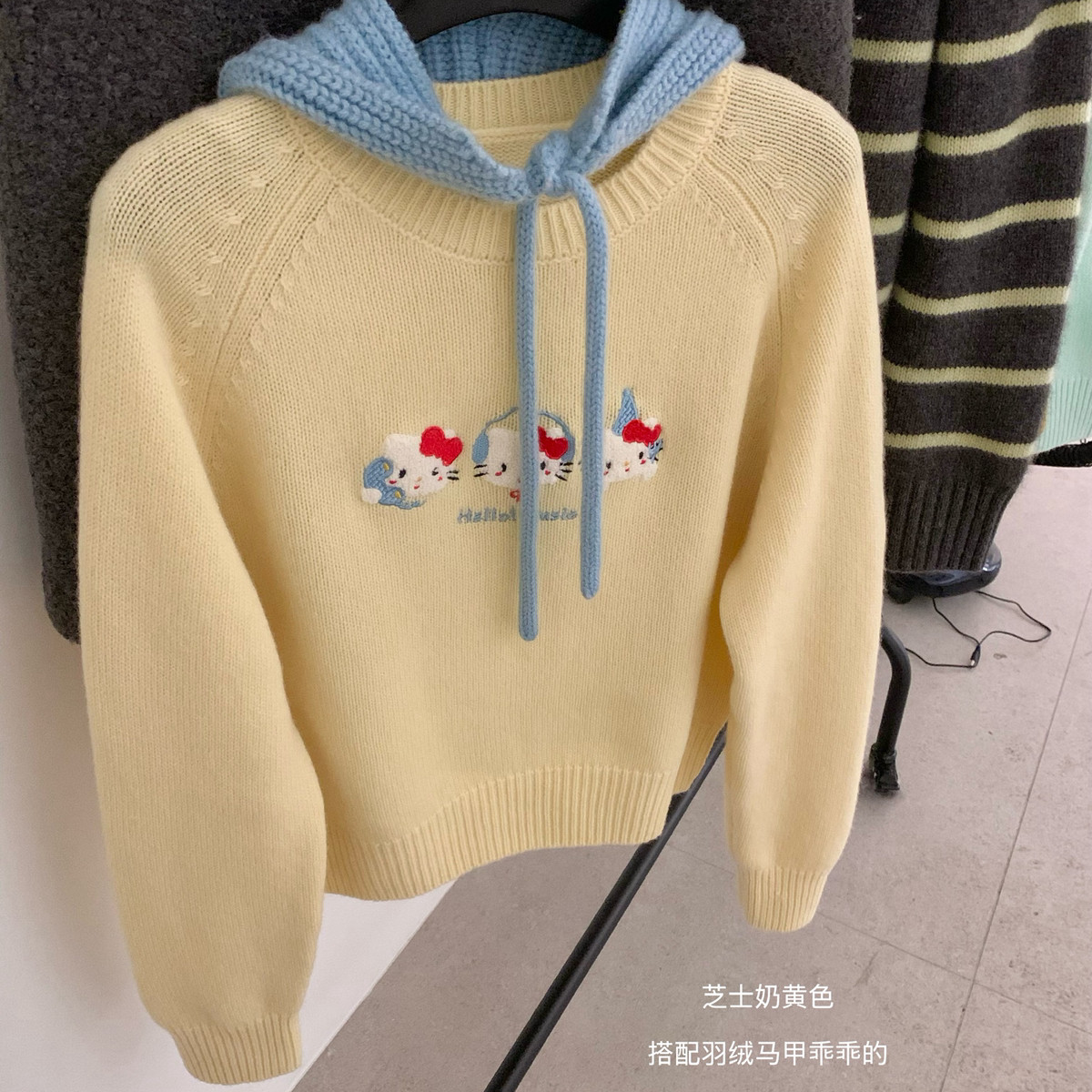 SHEEP.-韩系全毛KT毛巾刺绣圆领套头保暖毛衣（含100羊毛）428681