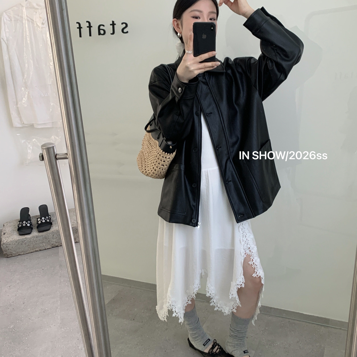 IN SHOW-爆款高级感翻领宽松皮衣10559