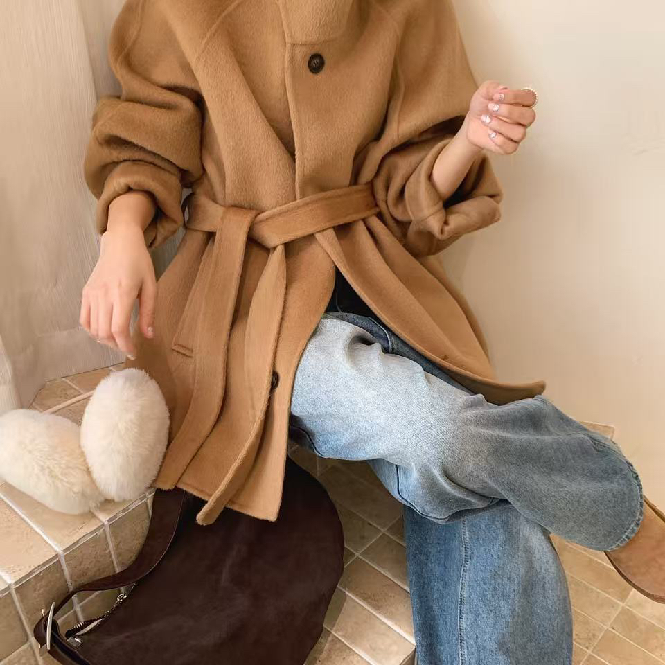 Hand made-双面羊毛外套(配腰带)（含100绵羊毛）大连东越-88060-