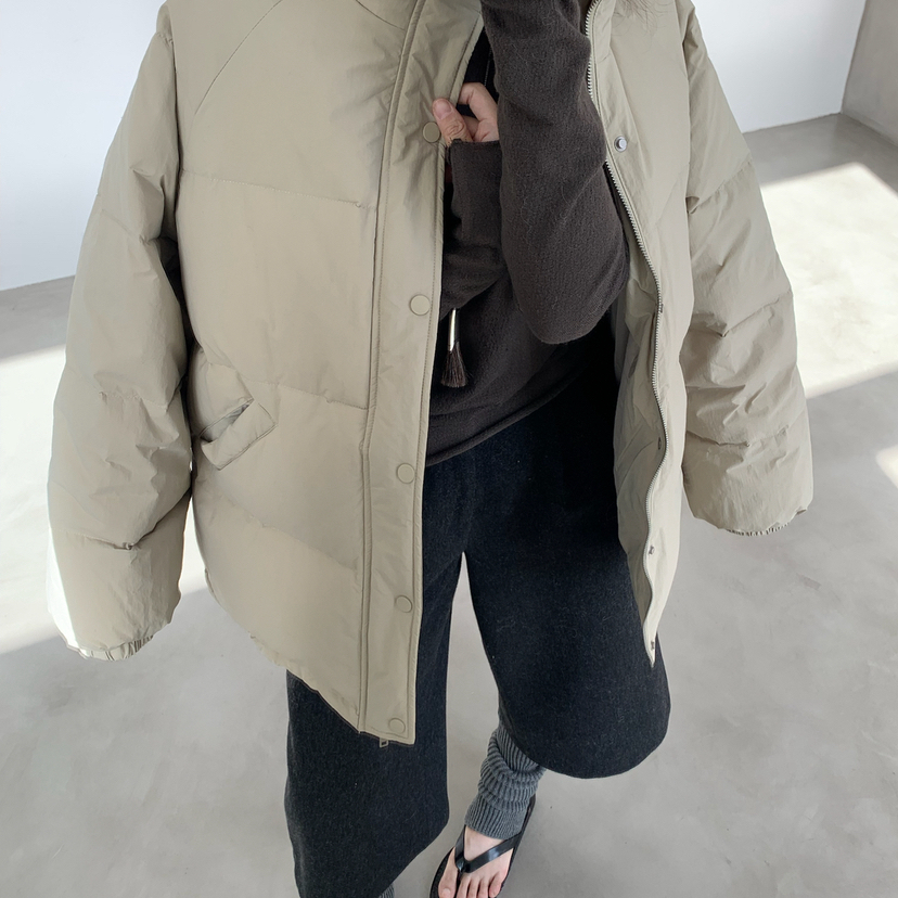 Hand made-冬上新简约立领宽松纯色保暖羽绒服外套erniable-25693