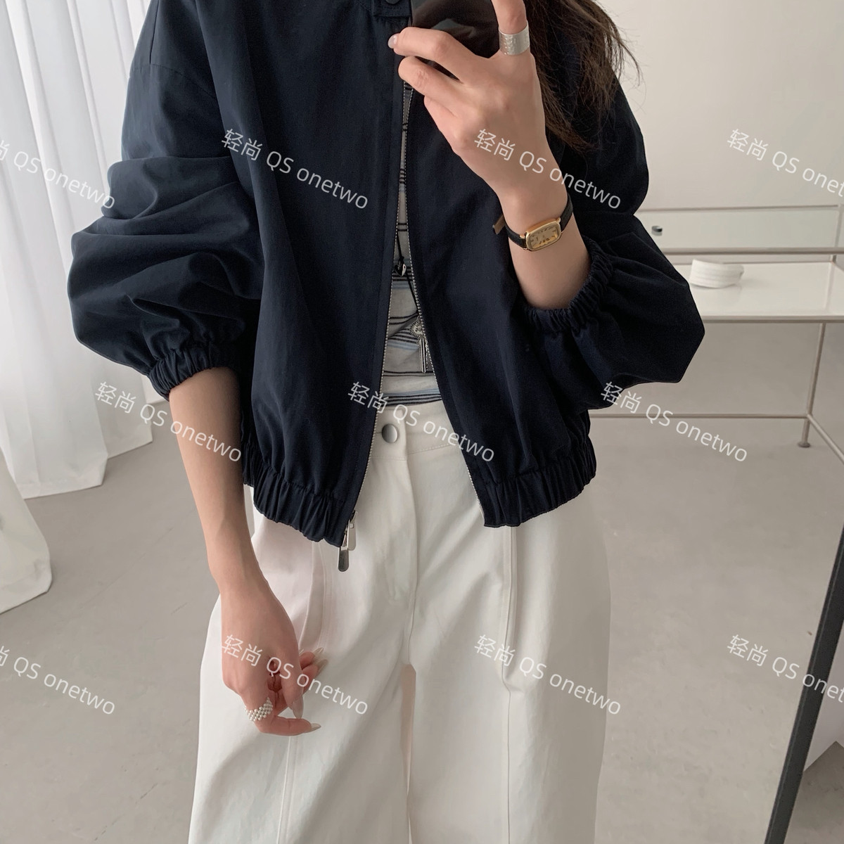 QS ONETWO-系质感拉链口袋百搭氛围感短外套(尺寸仅供参考)15149