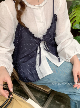 SUSAN-爆款人气王上架即卖爆～韩系设计感波点假两件小衫26027s