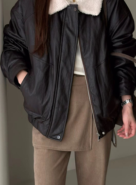 Hand made-系简约复古羊羔毛领皮衣保暖羽绒服外套9.NIAN-N88890