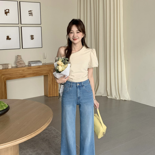 OUNA欧娜-26年夏上新经典舒适四面弹微喇牛仔裤6295