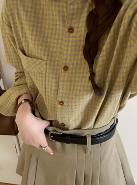 OMELET蛋卷-冬上新韩系复古百搭单口袋磨毛格子衬衫HC25970