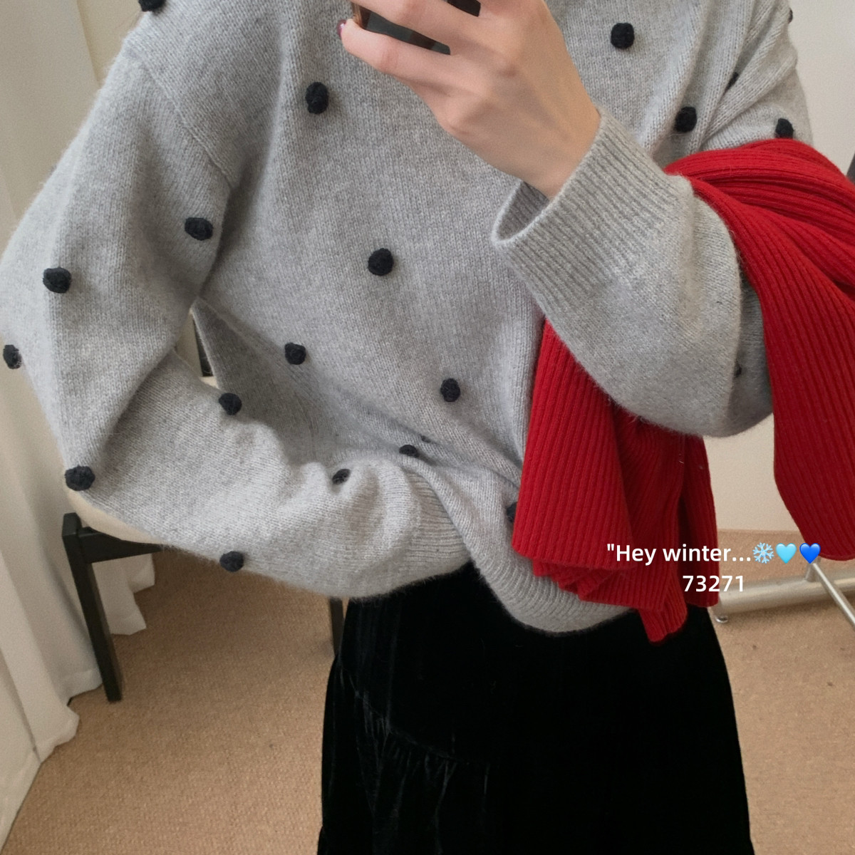 SUGAR-意立体毛球装饰洋气减龄套头保暖毛衣（含46.2绵羊毛）7327