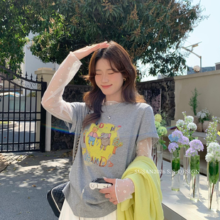只卖短袖 SUSAN T恤 卡通印花减龄立体珠珠短袖 3037s 夏上新自留款