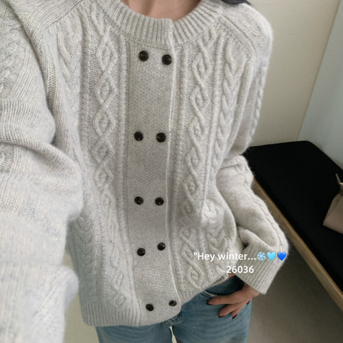 SUGAR-扣麻花软糯舒适慵懒显瘦百搭保暖毛衣（含48.7绵羊毛）2603