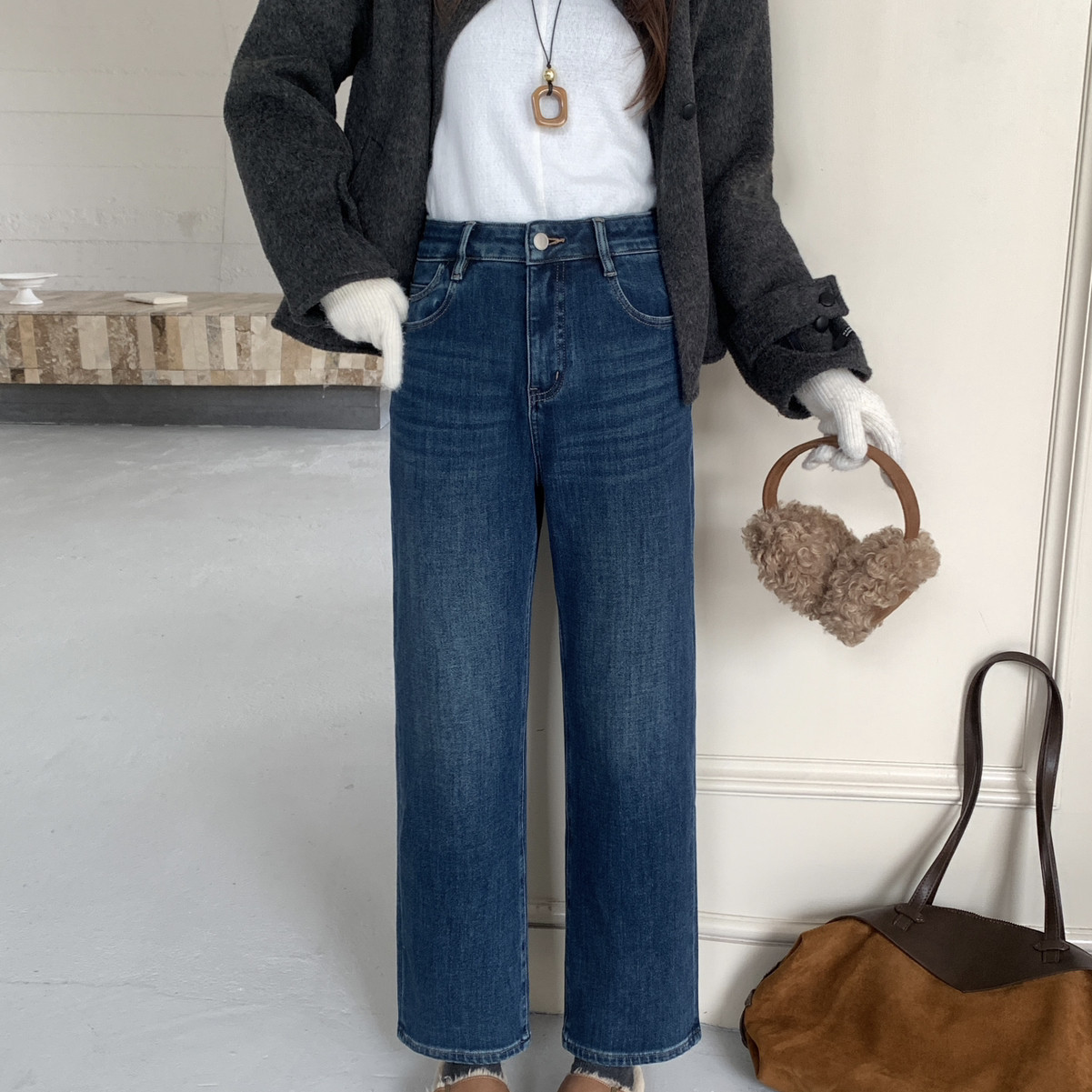 OUNA欧娜-冬上新经典舒适简约百搭四面弹植绒薯条裤牛仔裤5972,女装/女士精品,休闲裤,淘宝优惠券,粉丝福利购,淘宝优惠卷